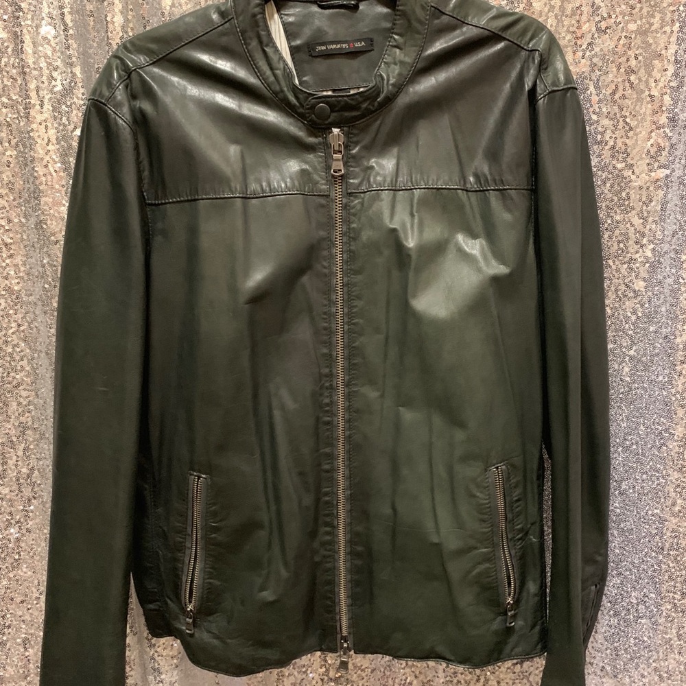 John Varvatos Lamb skin leather in  blue/black.